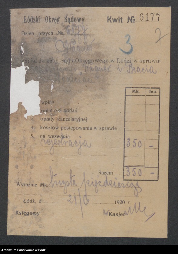 Obraz 9 z jednostki "Ludwik Wagner- właściciele Berta Wagner i Bracia Stegeman- prowadzenie farbiarni i wykończalni"