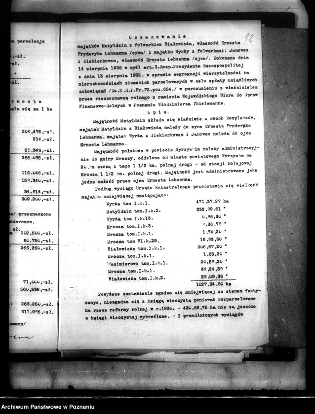 Obraz 17 z jednostki "Majątek Wyrza-Matyldzin powiatu wyrzyskiego parcelacja oddłużeniowa"