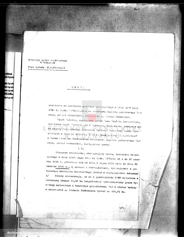 Obraz 10 z jednostki "Umowa dzierżawna majątku państwowego Pałczyn w powiecie wrzesińskim"