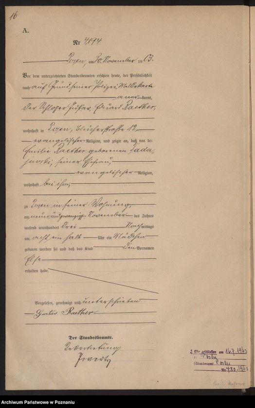 Obraz 19 z jednostki "Księga urodzeń tom VIII"