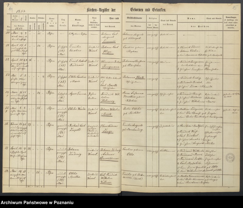 Obraz 10 z jednostki "Verzeichniss der Gebornen und Getauften, Getrauten, Verstorbenen"