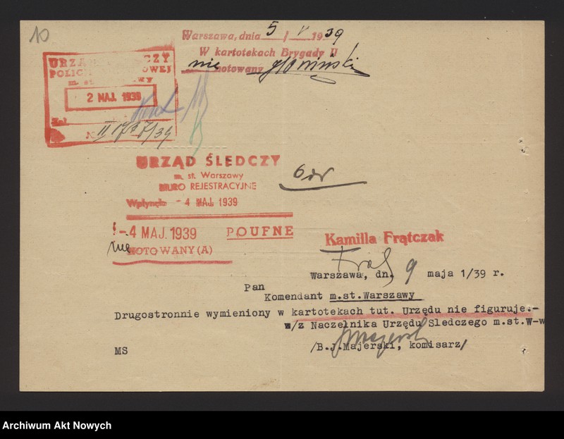 image.from.unit.number "Przyjęcie do służby w Policji Państwowej Stanisława Skuzińskiego. Korespondencja."