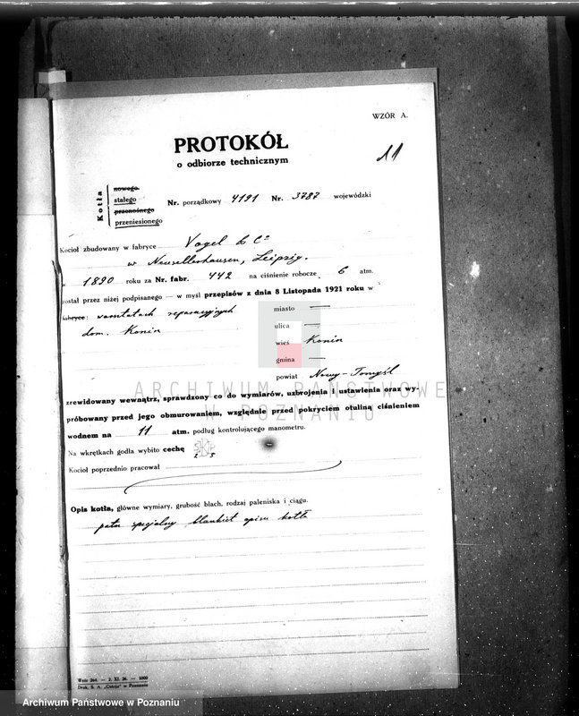 Obraz 15 z jednostki "Dominium Konin hr St. Łęcki, warsztaty reparacyjne - pow. Nowy Tomyśl nr woj. kotła 3787"