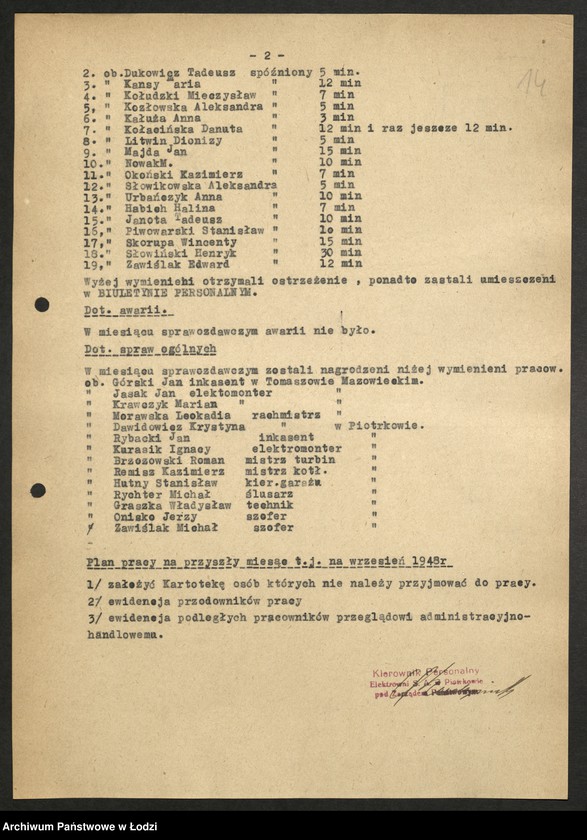 Obraz 15 z jednostki "Przemysł Metalowy - sprawozdania kierowników personalnych"