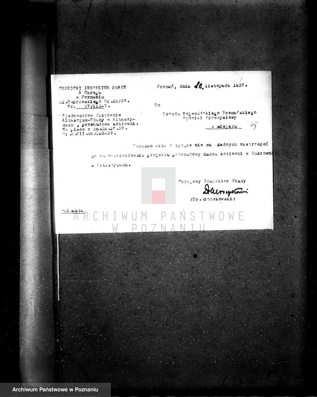 Obraz 9 z jednostki "Zatwierdzenie projektu urządzenia zakładu przemysłowego /cukrowni/ w Witaszycach pow. jarociński"