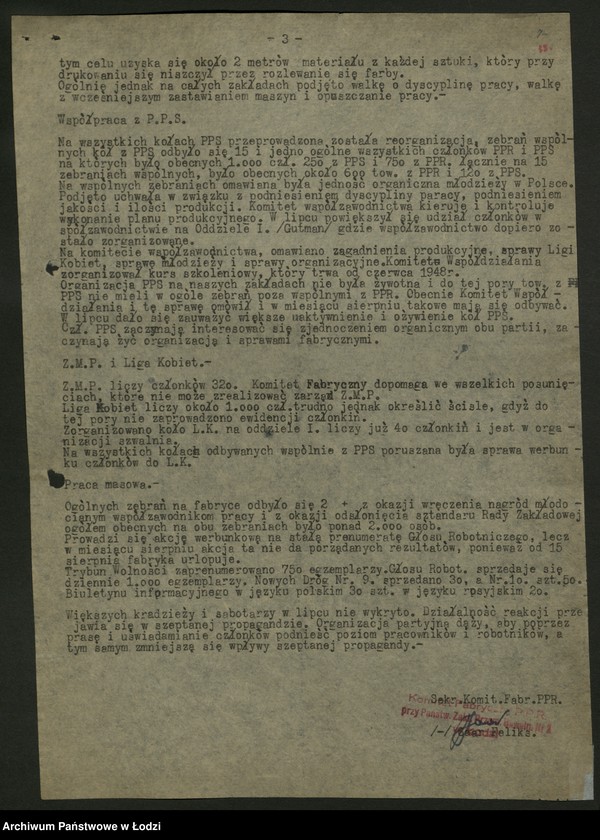 Obraz 8 z jednostki "Sprawozdania miesięczne komitetów fabrycznych zakładów wydzielonych t. 1"