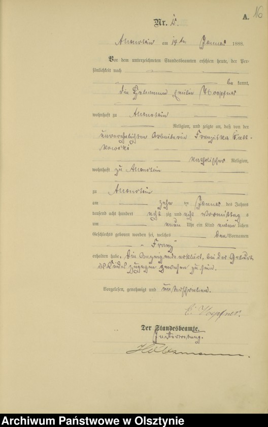 image.from.unit.number "Geburts-Haupt-Register Tom I,Nr 1 - 400"
