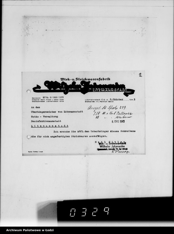 Obraz 6 z jednostki "[Odbiór wyrobów dzianych przez firmę W.Johansohn w Łodzi]"