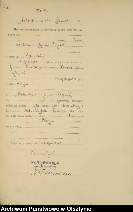 image.from.unit.number "Geburts-Haupt-Register Tom I,Nr 1 - 400"