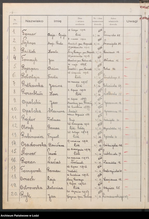 image.from.unit.number "Ewidencja dowodów osobistych wydanych przez Zarząd Miejski w Łodzi, zespół nr 6 [- nazwiska na litery N, O, R, T]"