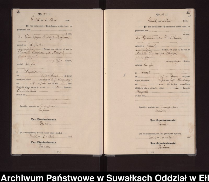 image.from.unit.number "Geburts-Neben-Register des Königlichen Preussischen Standes-Amtes Gneist Kreis Loetzen"