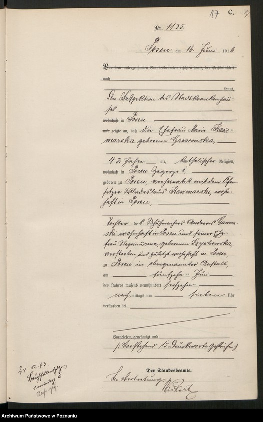 Obraz 19 z jednostki "Księga miejscowa zgonów tom III [Rejestr główny zgonów]"