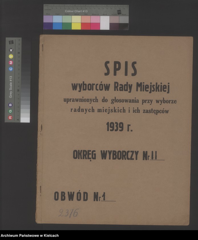 Obraz 2 z jednostki "Spis wyborców Rady Miejskiej uprawnionych do głosowania przy wyborze radnych miejskich i ich zastępców, Okręg wyborczy Nr II. Obwód Nr 1"