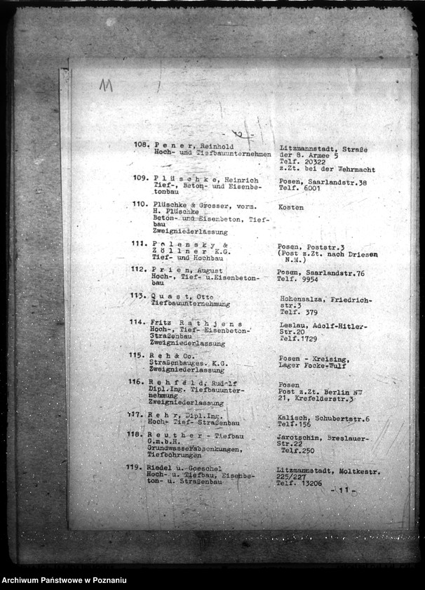 Obraz 15 z jednostki "Wirtschaftsgruppe Bauindustrie- Bezirks- gruppe Wartheland. Mitgliederverzeichnis"