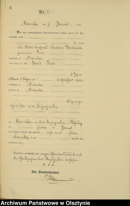 image.from.unit.number "Sterbe-Haupt-Register Tom I,Nr 1 - 316"