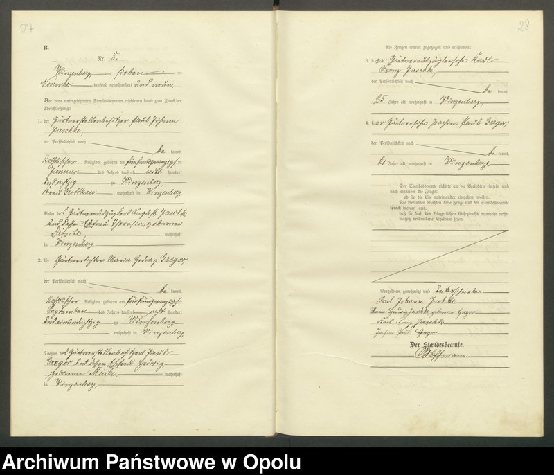 image.from.unit.number "Heirats-Register (Haupt-Register) Standesamt Winzenberg 1908 vol. 1 No. 1 bis 1912 No. 4."