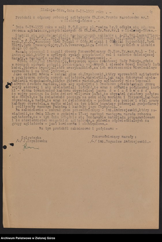 image.from.unit.number "Protokoły z zebrań Komitetu Obwodowego Frontu Narodowego w Zielonej Górze"