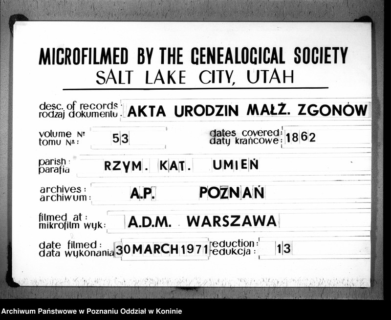 Obraz 1 z jednostki "Duplikat urodzonych, zaślubionych, zmarłych"