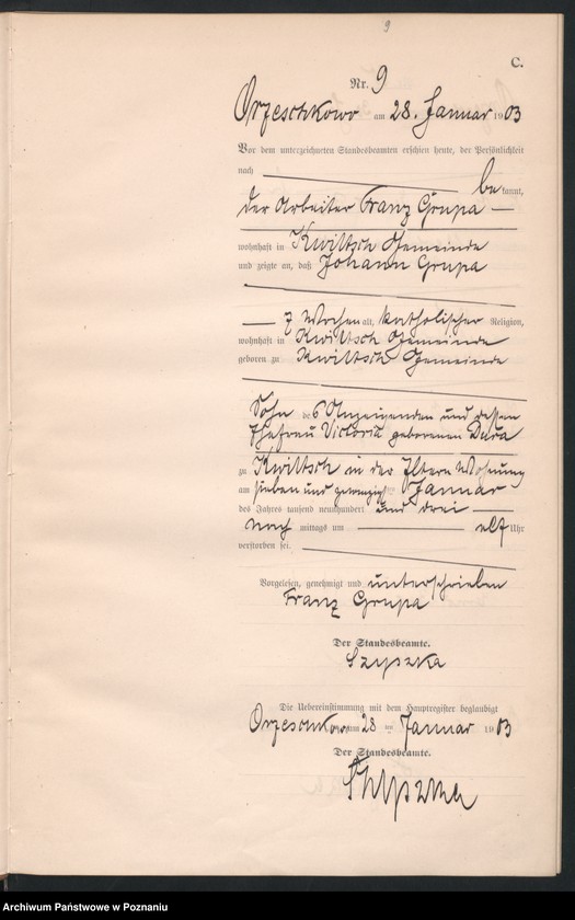 Obraz 12 z jednostki "Sterbe-Neben-Register"