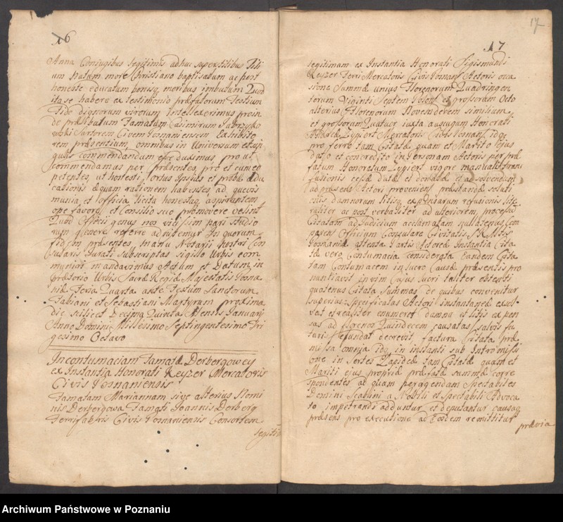 Obraz 17 z jednostki "Liber actorum officii consularis civitatis Posnaniae.  Protocollum anni 1738, tum 1739 et 1740."