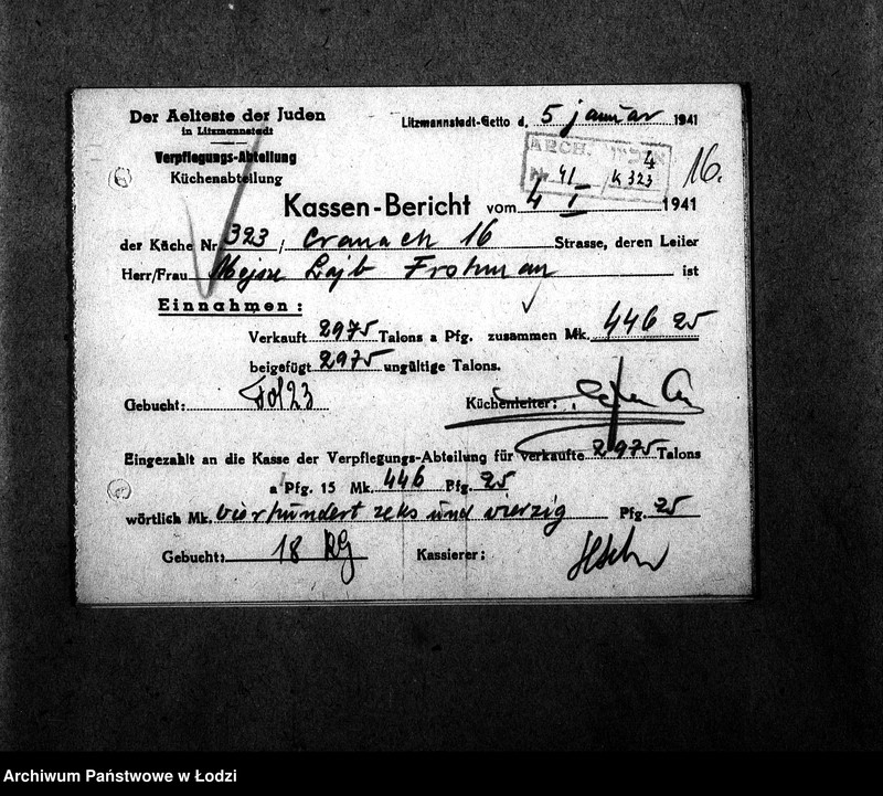 Obraz 19 z jednostki "[Kuchnia nr 323, ul. Żydowska 16. Kuchnia nr 173, ul. Żydowska 28. Kuchnia, ul. Żydowska 34. Działalność kuchni, personel, konsumenci, kontrole]"