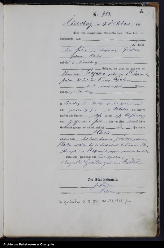 image.from.unit.number "Geburts-Haupt-Register,Tom III,Nr 233 - 301"