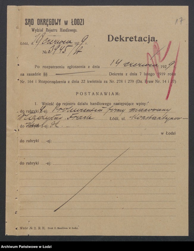 Obraz 19 z jednostki "Mieczysław Hertz – biuro ajenturowe"