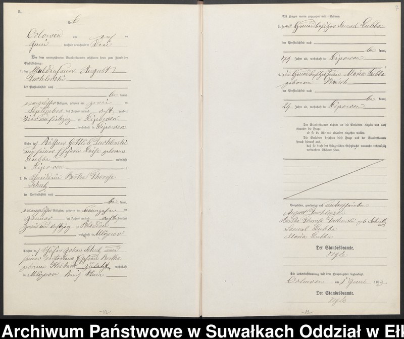 image.from.unit.number "Heiraths-Neben-Register des Preussischen Standes-Amtes Orlowen Kreis Lötzen"