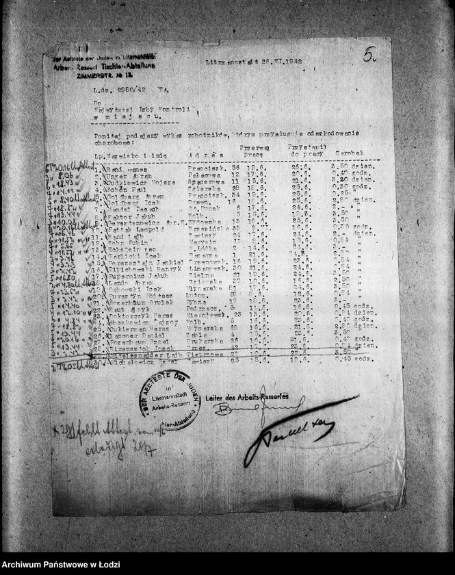 Obraz 8 z jednostki "Tischler-Abteilung [Zasiłki chorobowe dla pracowników wydziału, listy pracowników, zaświadczenia lekarskie]"