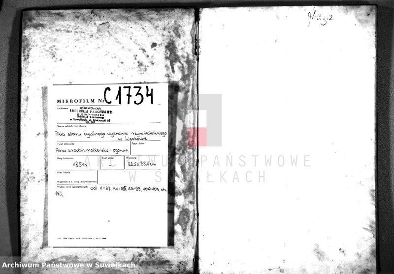 image.from.unit.number "Duplikat Aktów Urodzenia Małżeństw i Zeyścia Parafia Liszkowo z Roku 1854"