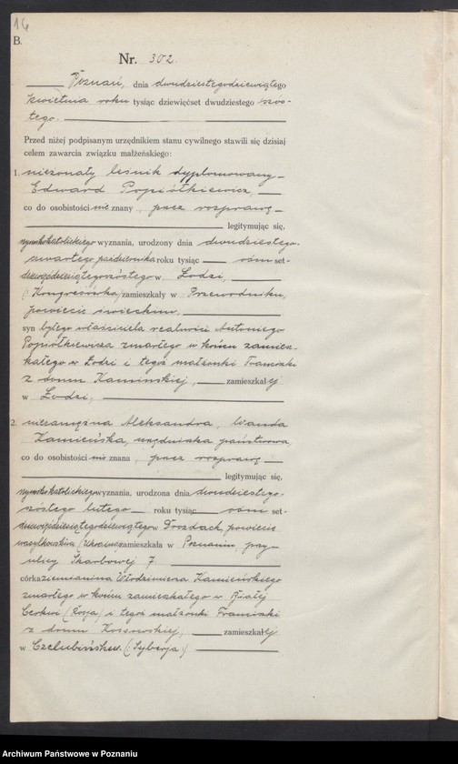 Obraz 18 z jednostki "Księga miejscowa małżeństw tom II [Rejestr główny małżeństw]"