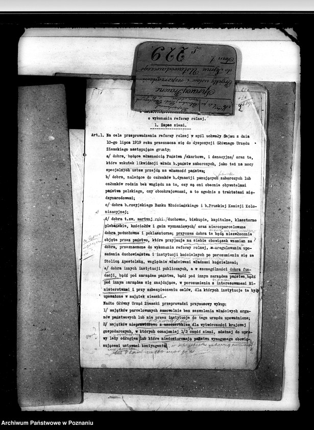 Obraz 6 z jednostki "Sprawy prawne projekty ustaw i rozporządzeń do Sejmu Ustawodawczego"