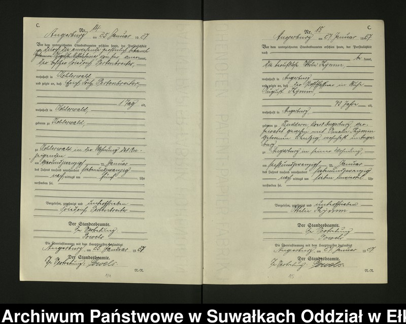 image.from.unit.number "C2. Sterbe = Register (Neben = Register) Standesamt Angerburg einschl. d. Standesamtsbez. Gr. Strengeln, Kehlen und Prinowen]"