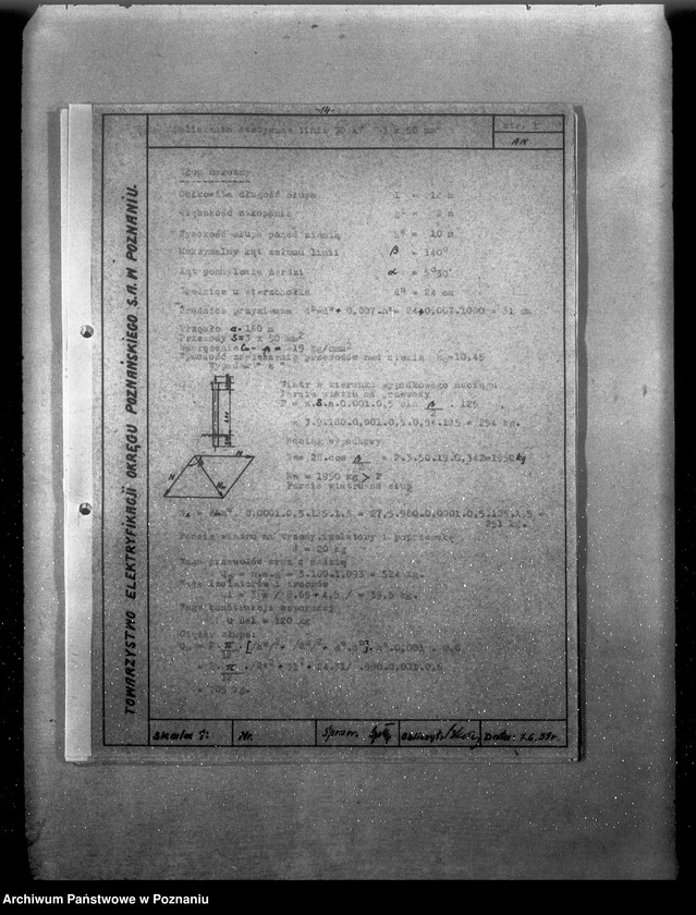 Obraz 18 z jednostki "/Opisy techniczne i rysunki projektu napowietrznych linii elektrycznych 30 km z Poznania do Gostynia przez Zaniemyśl Dolsk oraz z Poznania do Rogoźna przez Oborniki/"
