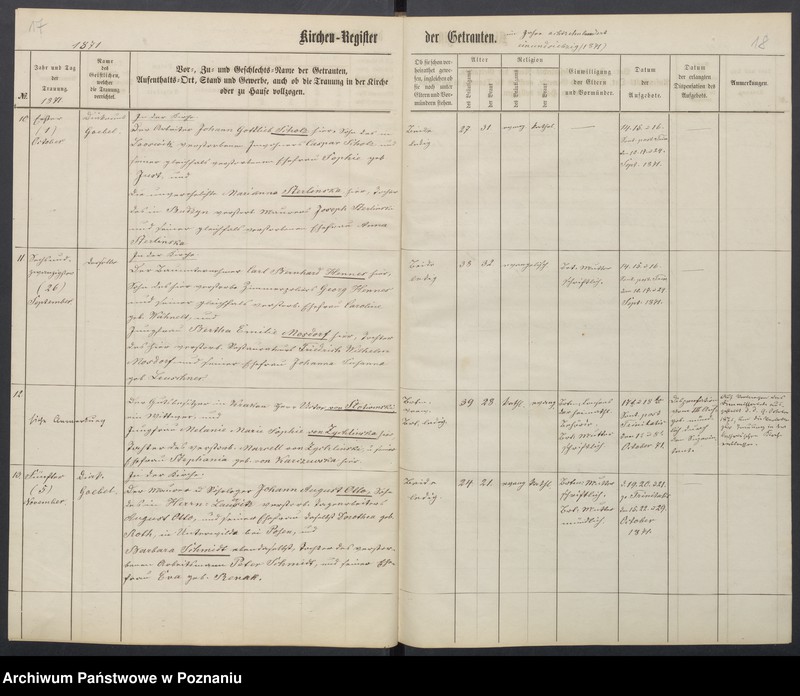 Obraz 12 z jednostki "[Akta urodzeń i chrztów, ślubów, zgonów]"