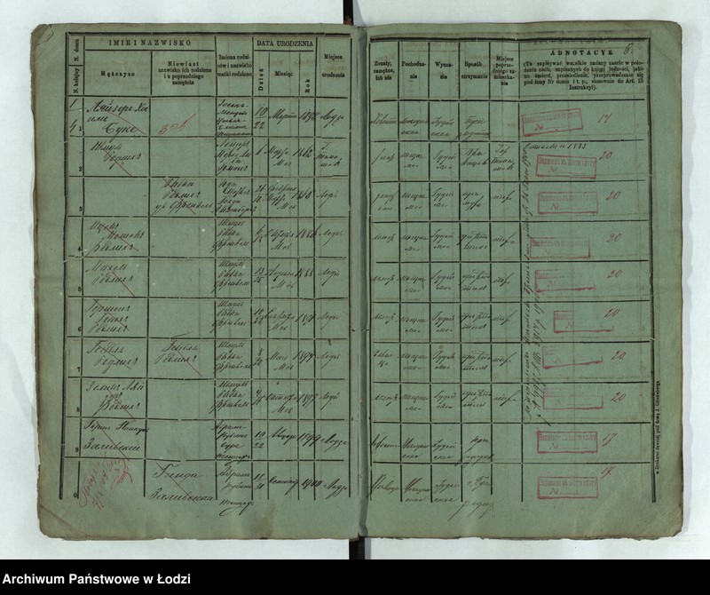 Obraz 8 z jednostki "Księga ludności stałej Łódź - cyrkuł I nowa dzielnica starozakonnych"