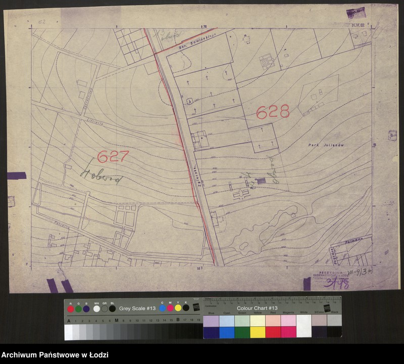 Obraz 1 z jednostki "Plan m. Łodzi 1:2000 z oznaczeniem podziału miasta na Obwody Komitetów Blok. Sekcja NW62"