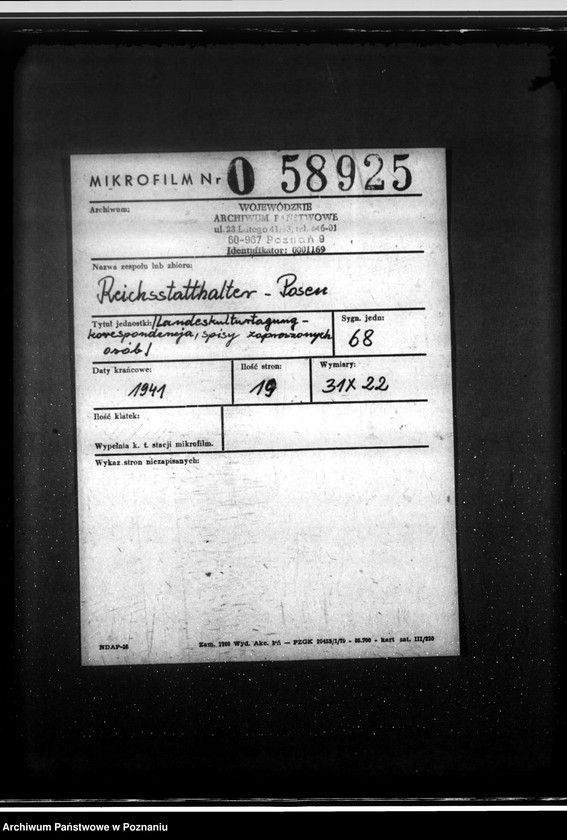 Obraz 2 z jednostki "Landeskulturtagung- korespondencja, spisy zaproszonych osób"