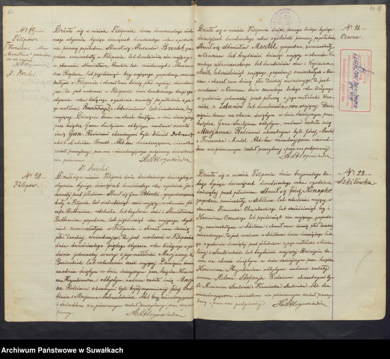 Obraz 8 z jednostki "Księga urodzeń, małżeństw, zejścia 1920 Filipów"