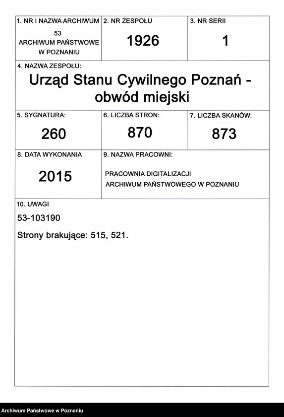 Obraz 1 z jednostki "Księga urodzeń t. I, II"