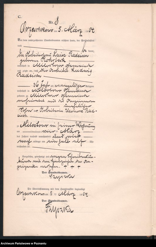 Obraz 11 z jednostki "Sterbe-Neben-Register"