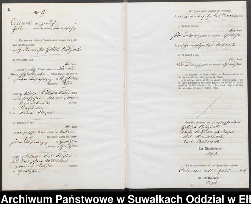 image.from.unit.number "Heiraths-Neben-Register des Preussischen Standes-Amtes Orlowen Kreis Loetzen"
