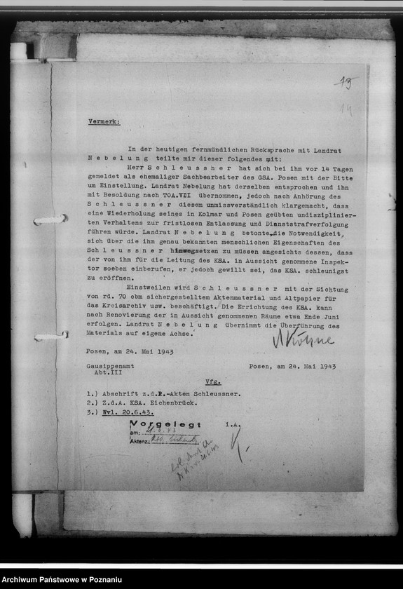 Obraz 18 z jednostki "[Korespondencja w sprawach organizacyjnych i działalności], Kreissippenamt Eichenbrück[/Wągrowiec]"