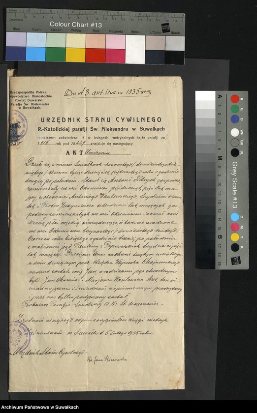 image.from.unit.number "Aneksa Aktów Ślubnych Rz-Katolickiej par. Wigierskiej za 1935 rok"