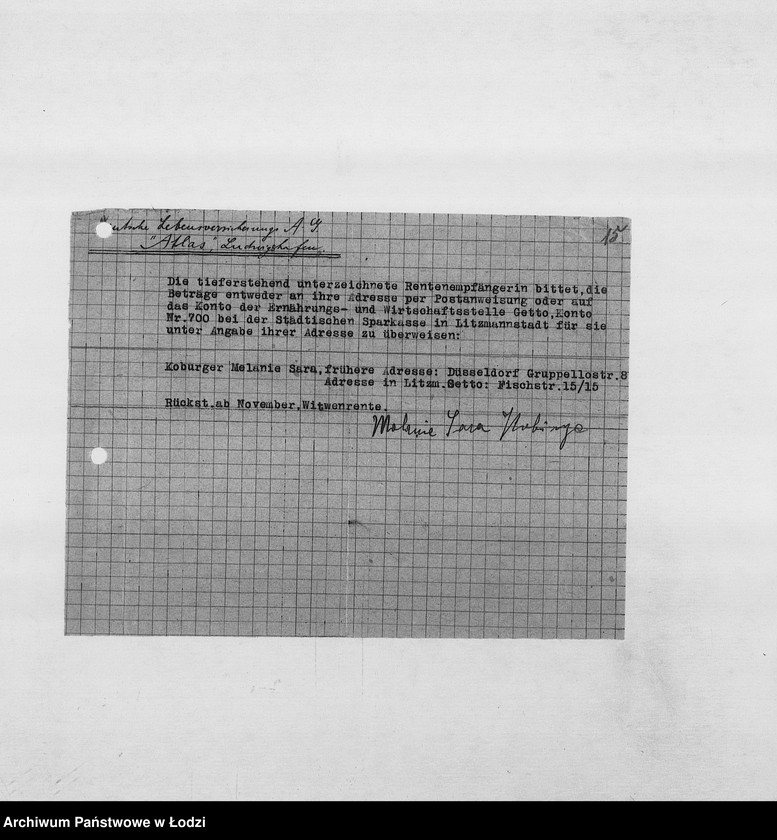 Obraz 18 z jednostki "Banken [Wykazy zagranicznych Żydów wsiedlonych do getta łódzkiego, którym należały się renty od instytucji ubezpieczeniowych oraz banków zachodnich]"