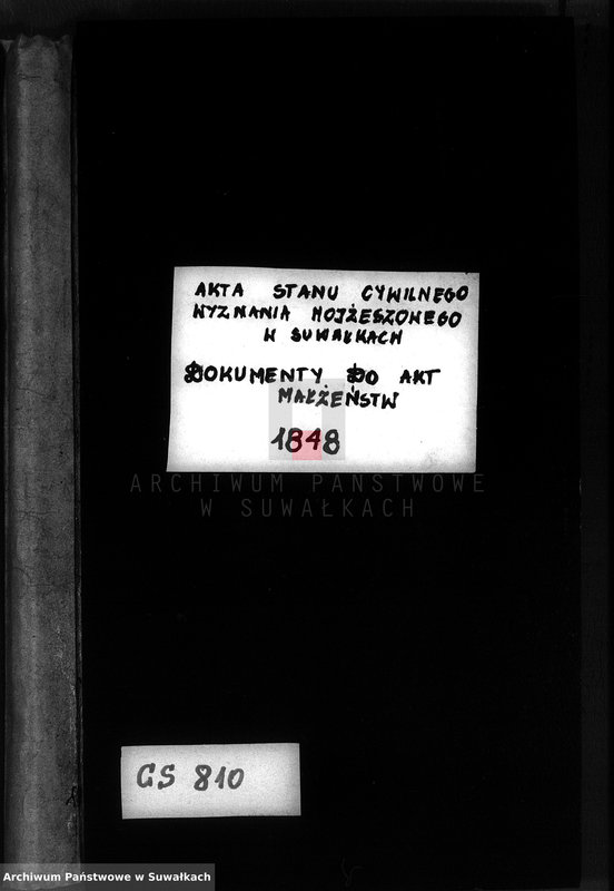 image.from.unit.number "Dowody do Akt osób zaślubionych Urzędnika Stanu Cywilnego Wyznania Moyżeszowego Okręgu Suwalskiego i Jeleniewskiego z roku 1848"