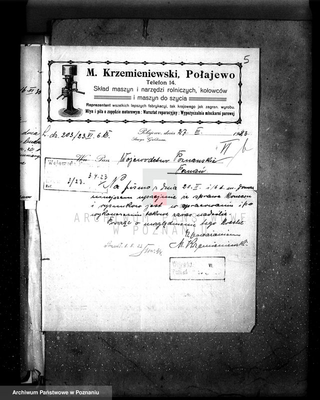 Obraz 9 z jednostki "M. Krzemieniewski w Połajewie pow. czarnkowski Młyn i piła - kocioł nr 10017 fabryczny kocioł nr 138 woj."