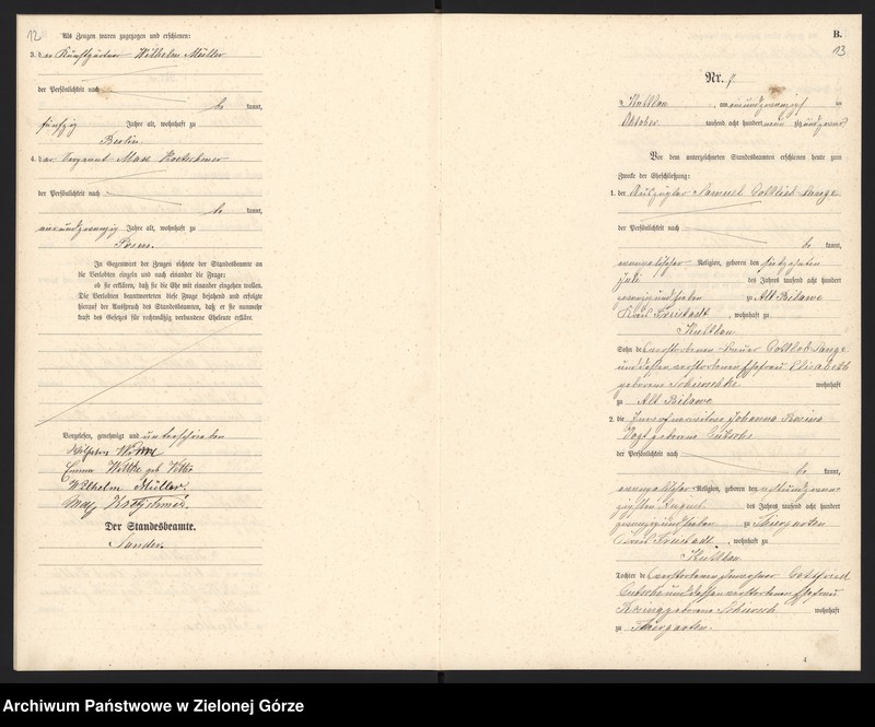 Obraz 9 z jednostki "Heiraths-Haupt-Register Standes-Amt Kuttlau 1890"