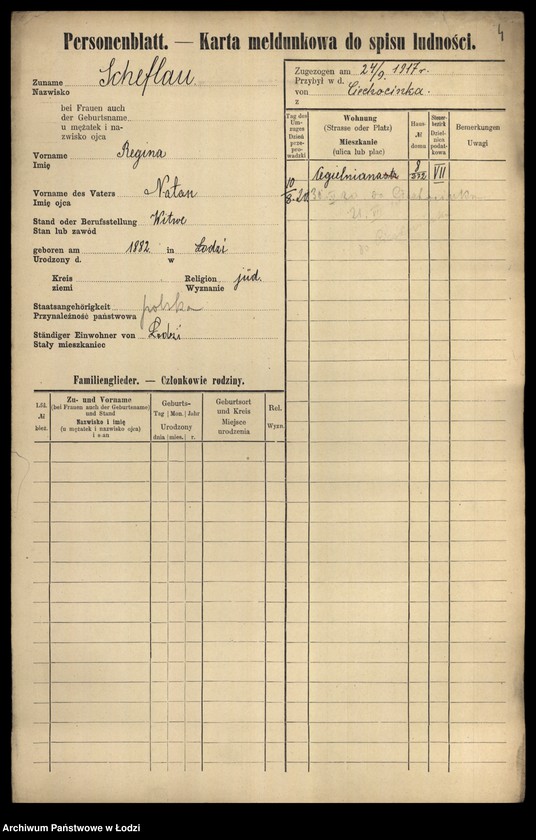 Obraz 6 z jednostki "[Spis ludności Łodzi] Szeferkiewicz-Szemraj"