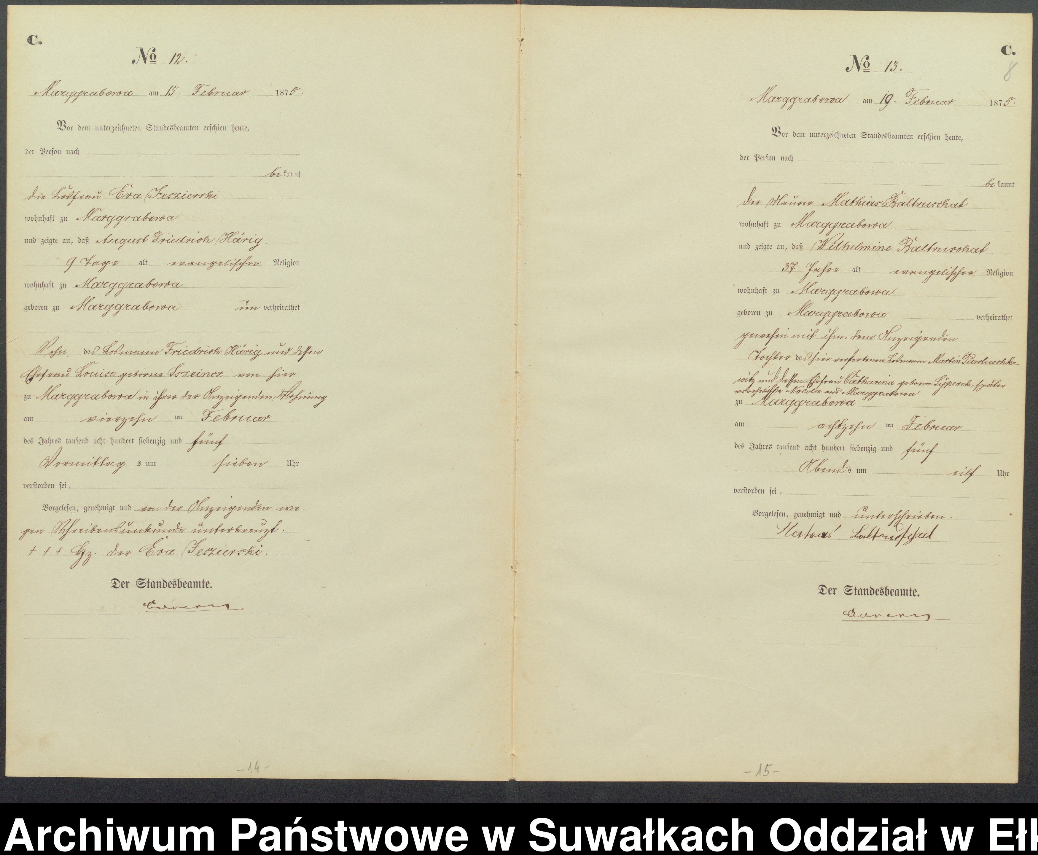 Skan z jednostki: Haupt-Sterbe-Register des Königlich Preussischen Standes-Amtes Stadtgemeinde Marggrabowa Kreis Oletzko